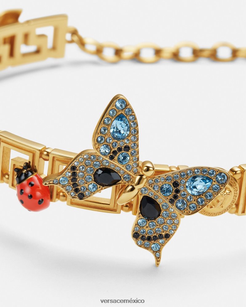Versace gargantilla con greca y mariposas de cristal oro accesorios mujer 84626J716