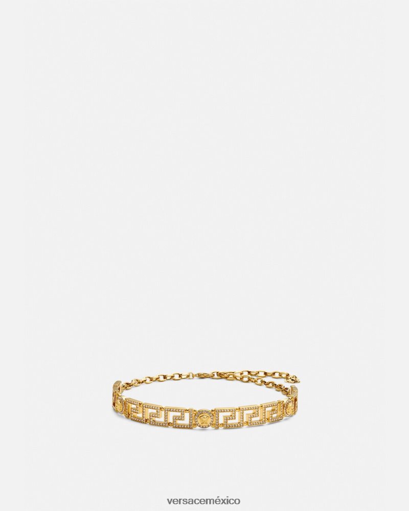 Versace gargantilla con medusa y greca de cristal oro accesorios mujer 84626J747