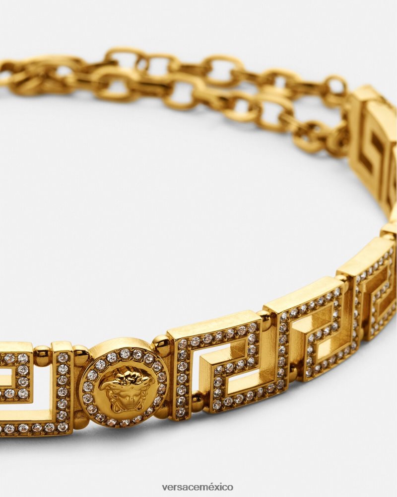 Versace gargantilla con medusa y greca de cristal oro accesorios mujer 84626J747