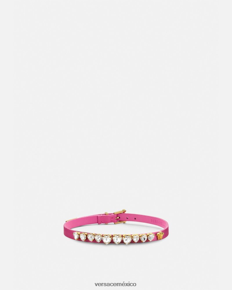 Versace gargantilla de corazón con cristales satinados rosa accesorios mujer 84626J827