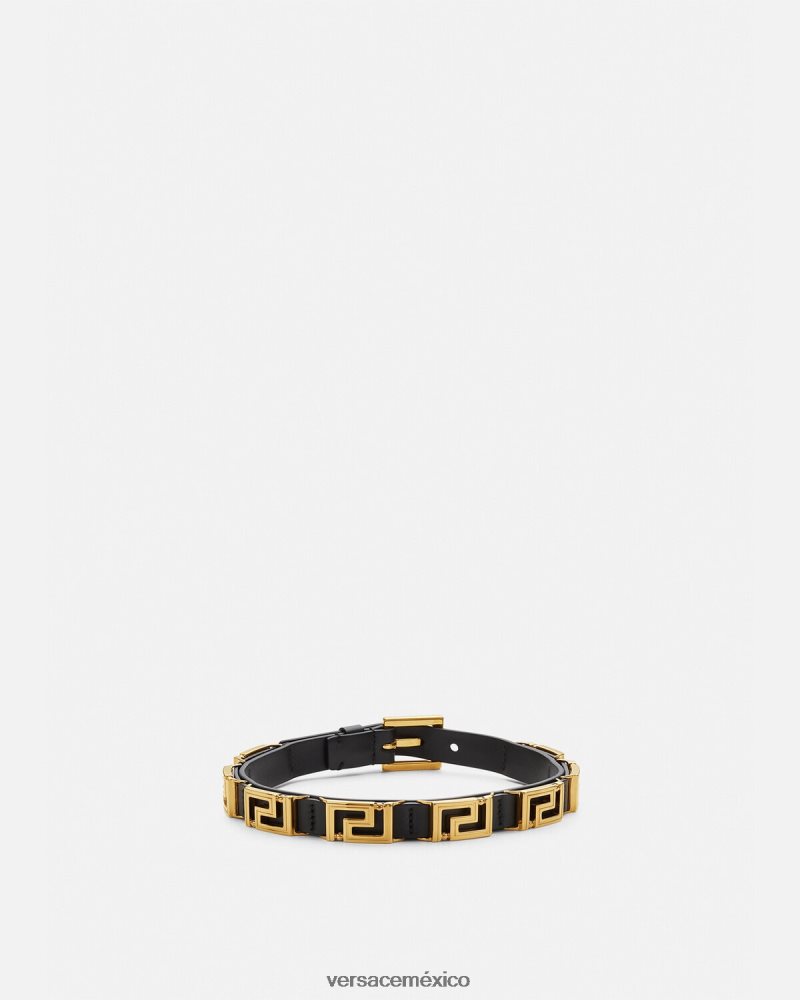 Versace gargantilla de cuero con greca negro accesorios mujer 84626J746