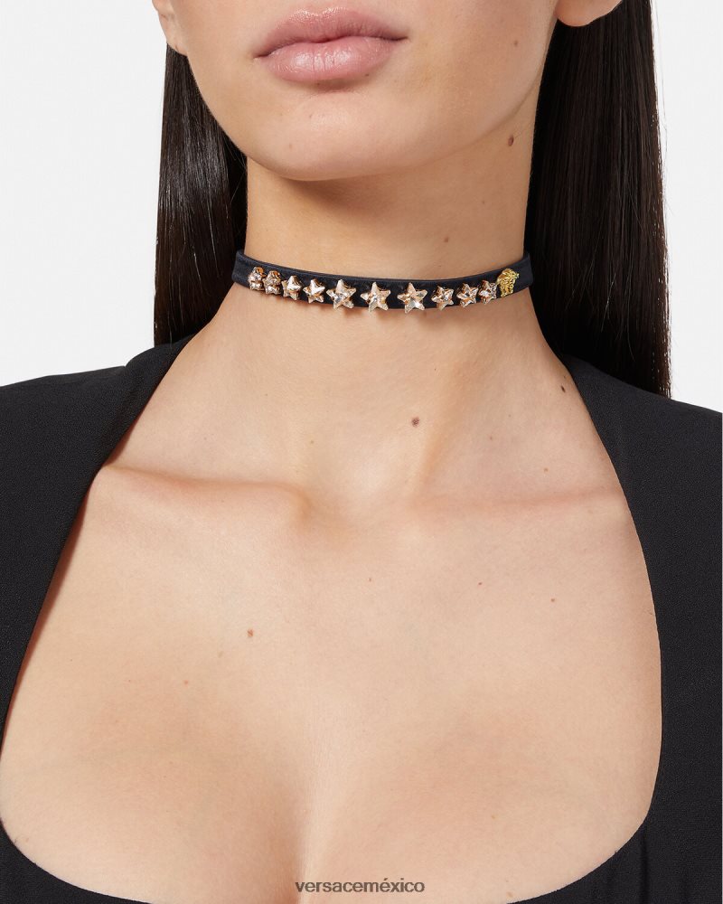 Versace gargantilla de estrella de cristal satinado negro accesorios mujer 84626J826