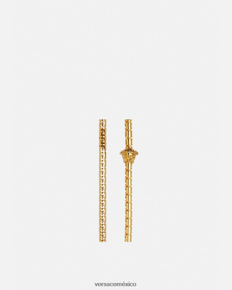 Versace pendientes asimétricos con greca oro accesorios mujer 84626J750