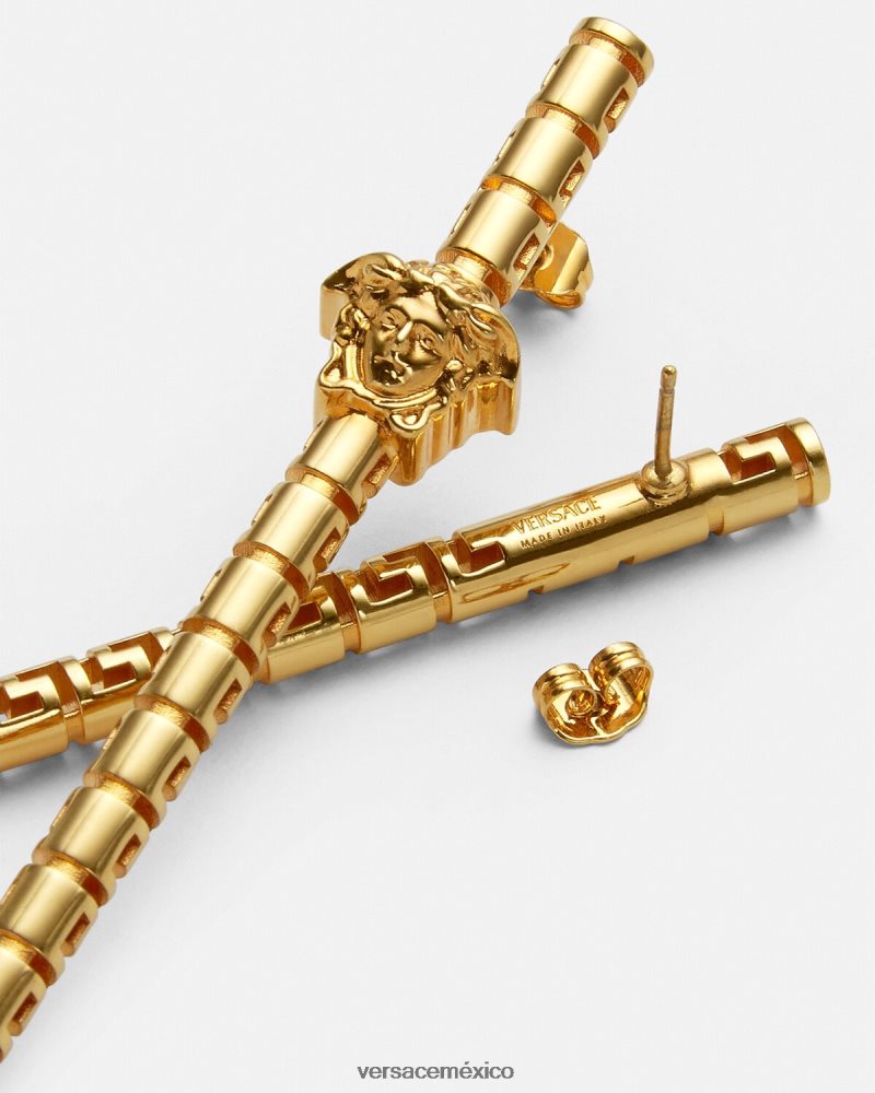 Versace pendientes asimétricos con greca oro accesorios mujer 84626J750