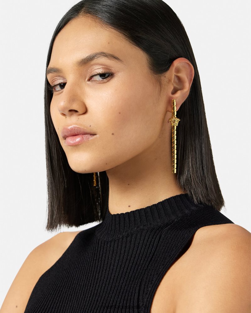 Versace pendientes asimétricos con greca oro accesorios mujer 84626J750