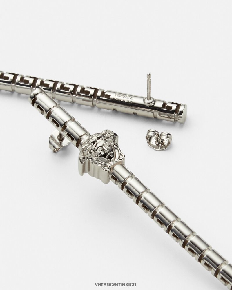 Versace pendientes asimétricos con greca plata accesorios mujer 84626J834