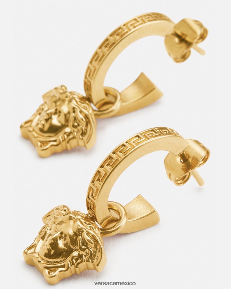 Versace pendientes de aro con greca de medusa oro accesorios mujer 84626J766