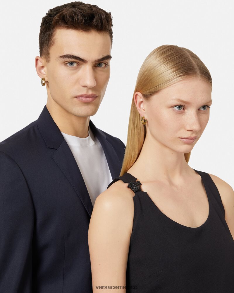 Versace pendientes de aro con greca oro accesorios mujer 84626J762