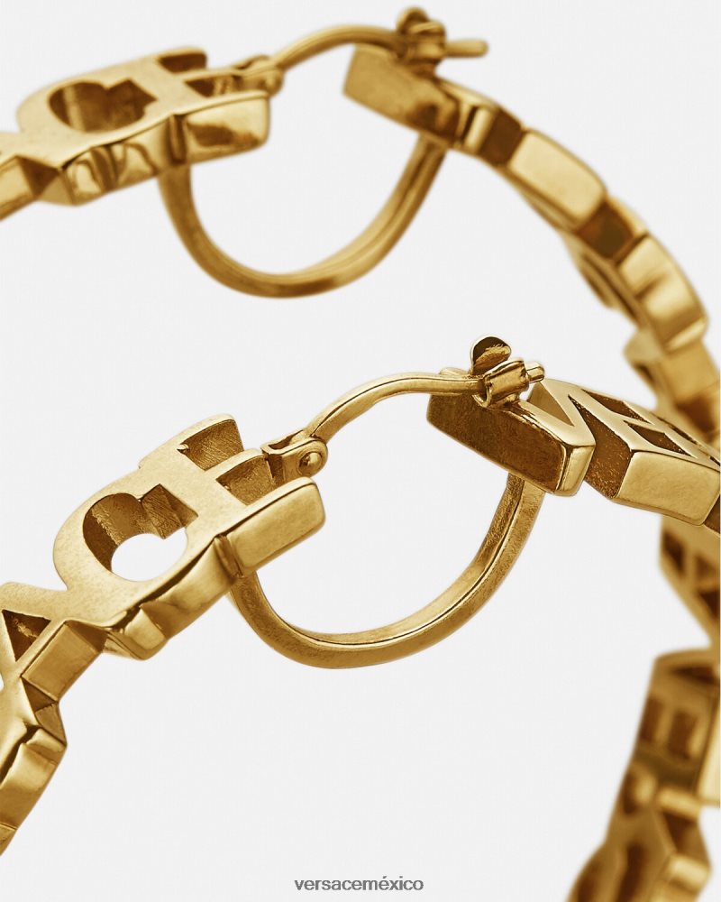 Versace pendientes de aro con logo oro accesorios mujer 84626J803