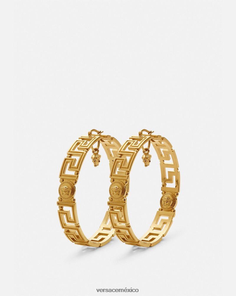 Versace pendientes de aro con medusa y greca oro accesorios mujer 84626J832