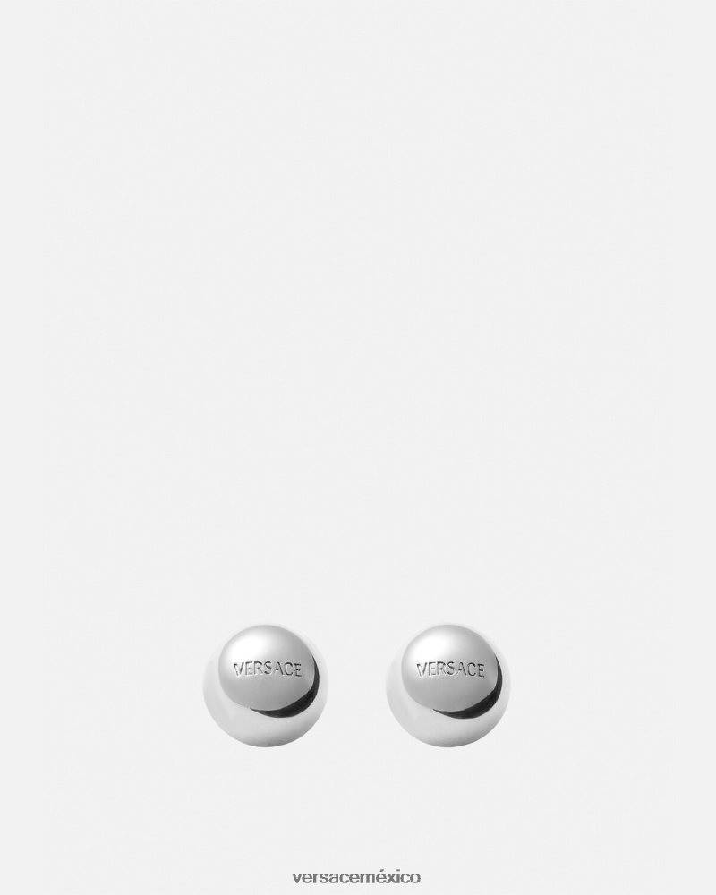 Versace pendientes de azulejos de esfera plata accesorios mujer 84626J808