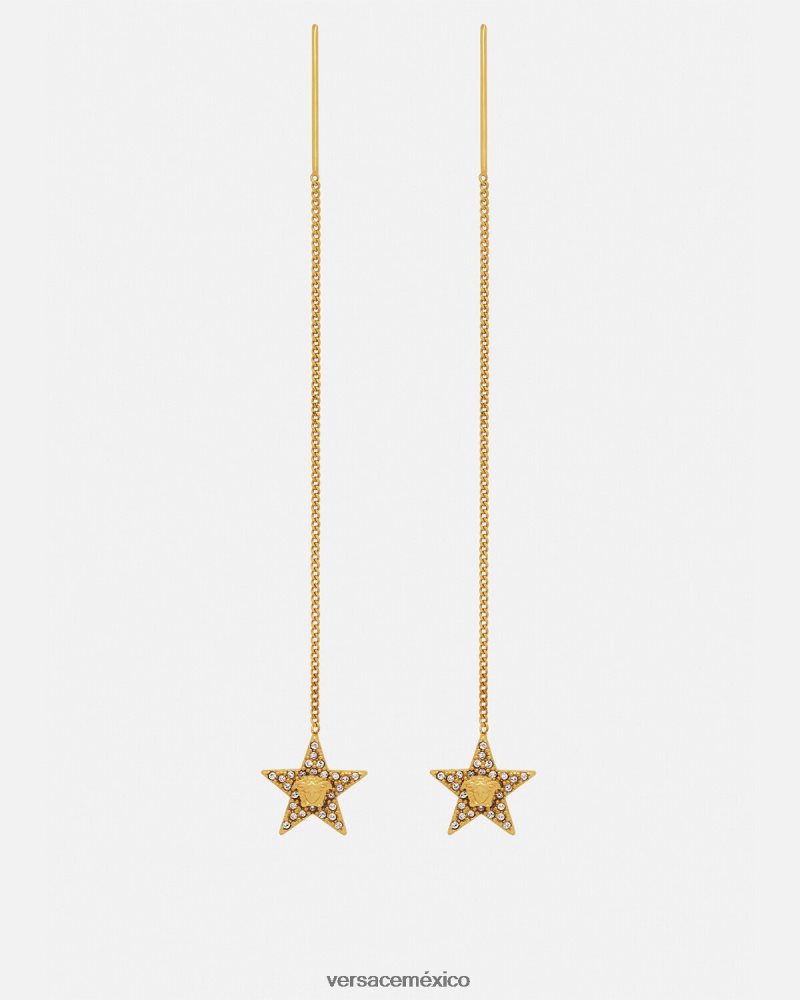 Versace pendientes de galaxia de cristal oro accesorios mujer 84626J824