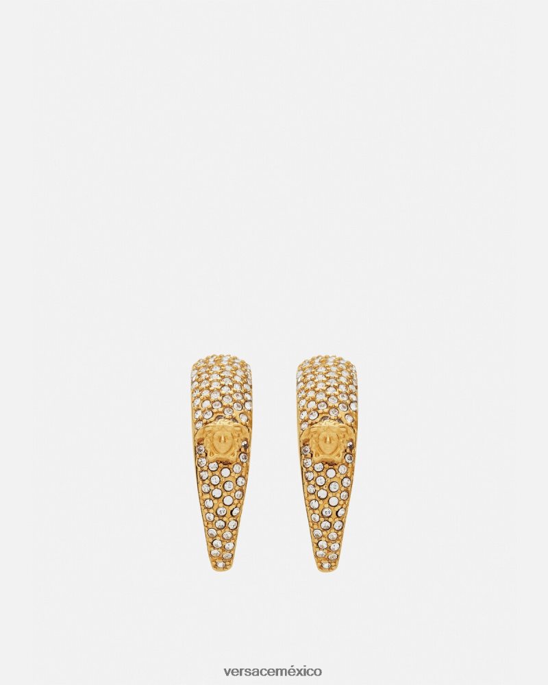 Versace pendientes de luna de galaxia de cristal oro accesorios mujer 84626J731