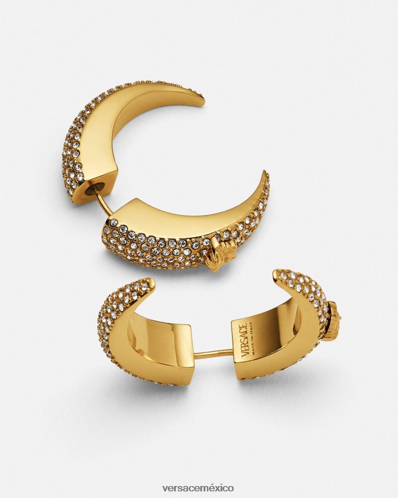 Versace pendientes de luna de galaxia de cristal oro accesorios mujer 84626J731