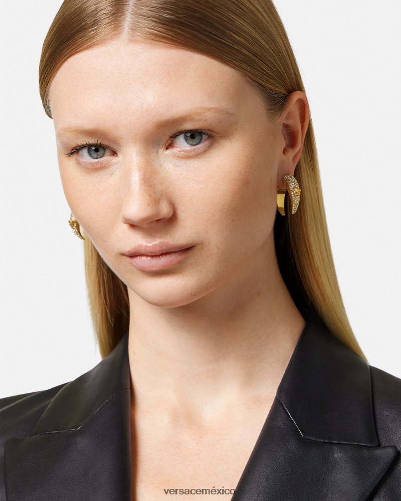 Versace pendientes de luna de galaxia de cristal oro accesorios mujer 84626J731