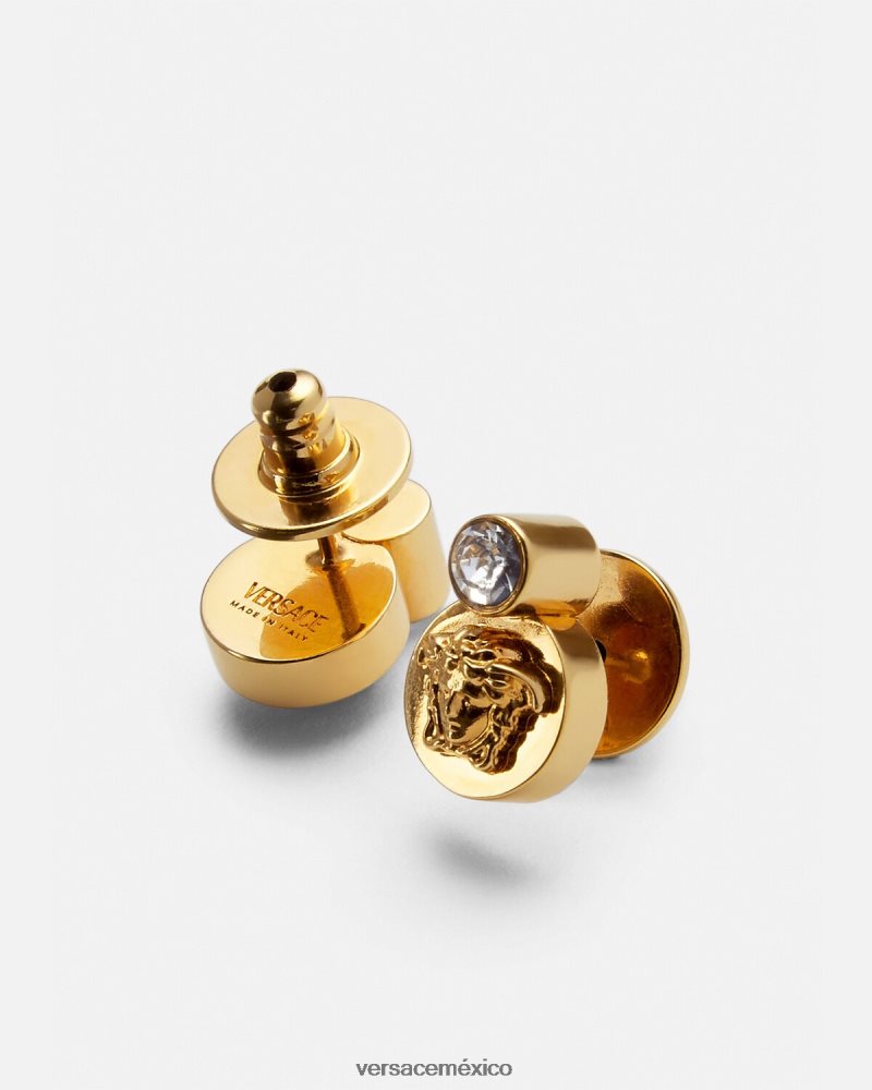 Versace pendientes de medusa de cristal oro accesorios mujer 84626J778