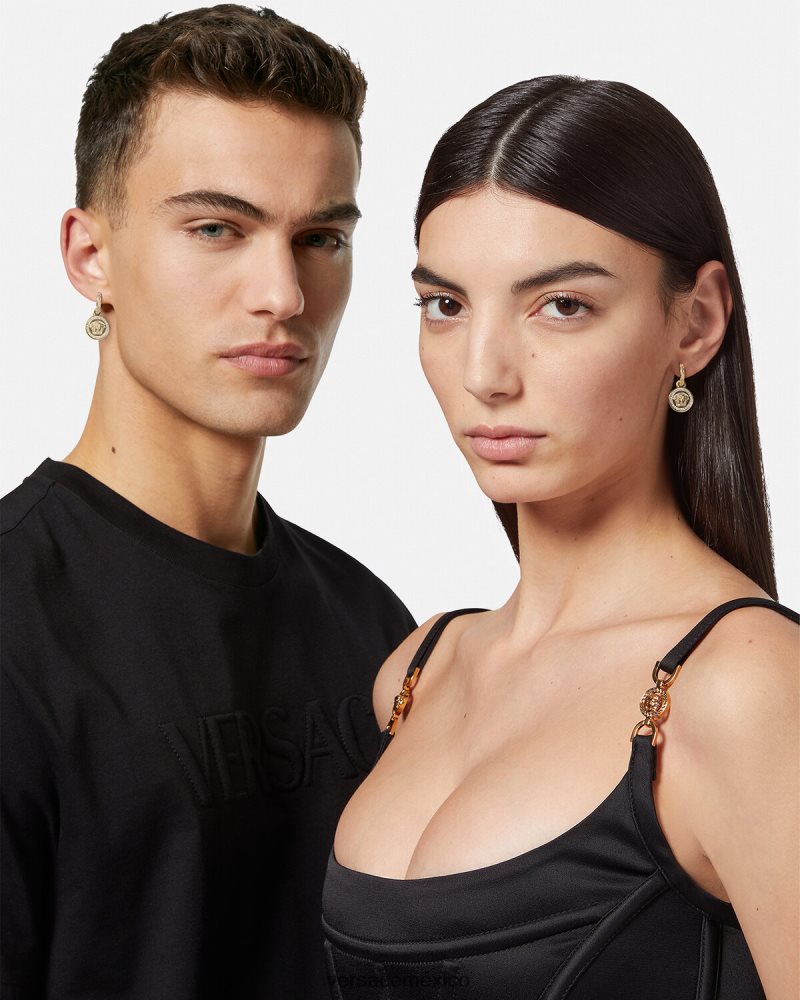 Versace pendientes de medusa greca de cristal oro accesorios mujer 84626J742