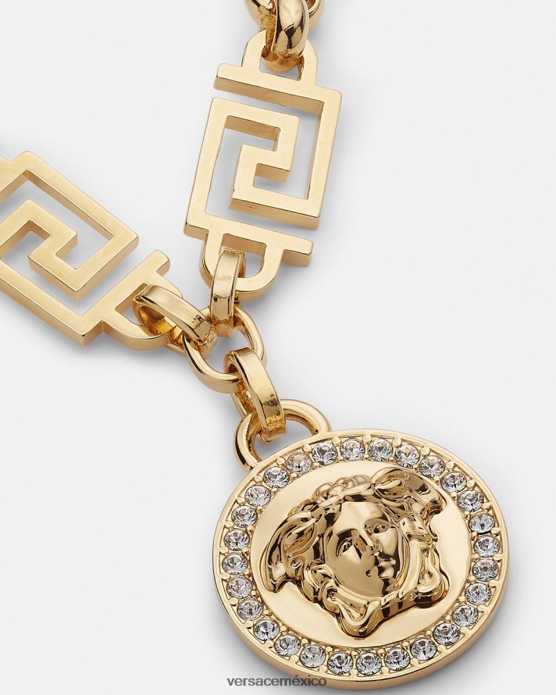 Versace pulsera con greca de medusa y cristales oro accesorios mujer 84626J743