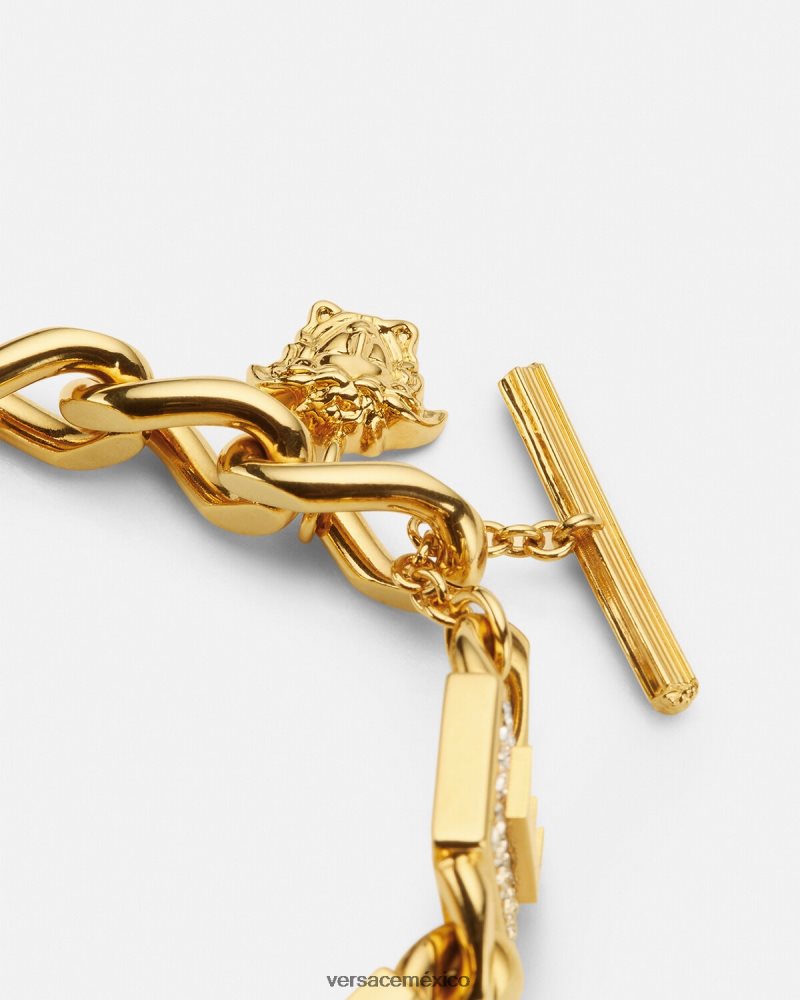 Versace pulsera de azulejos de cristal oro accesorios mujer 84626J811