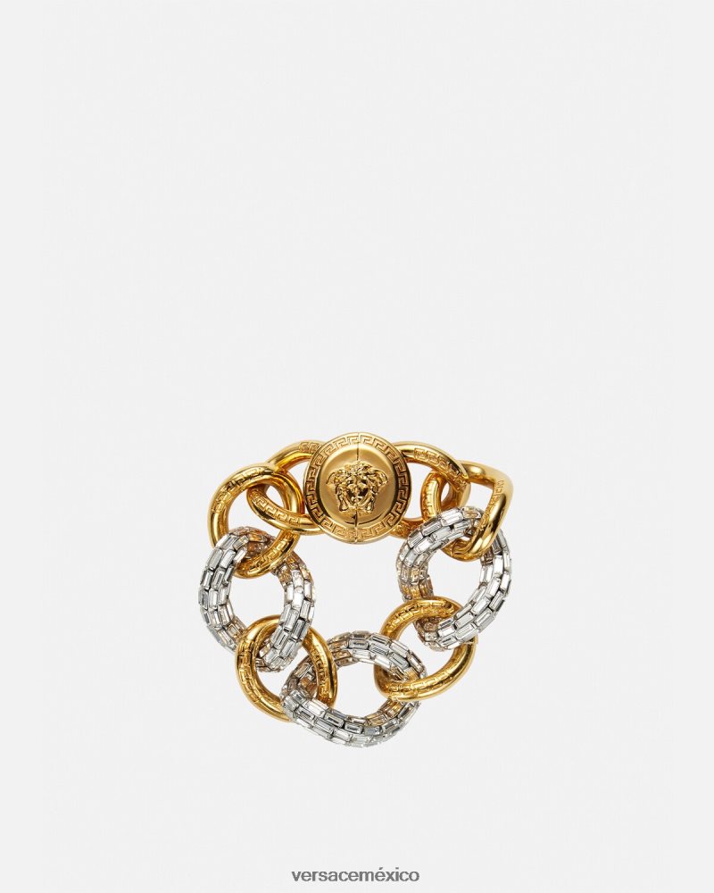 Versace pulsera de cadena de cristal oro accesorios mujer 84626J740