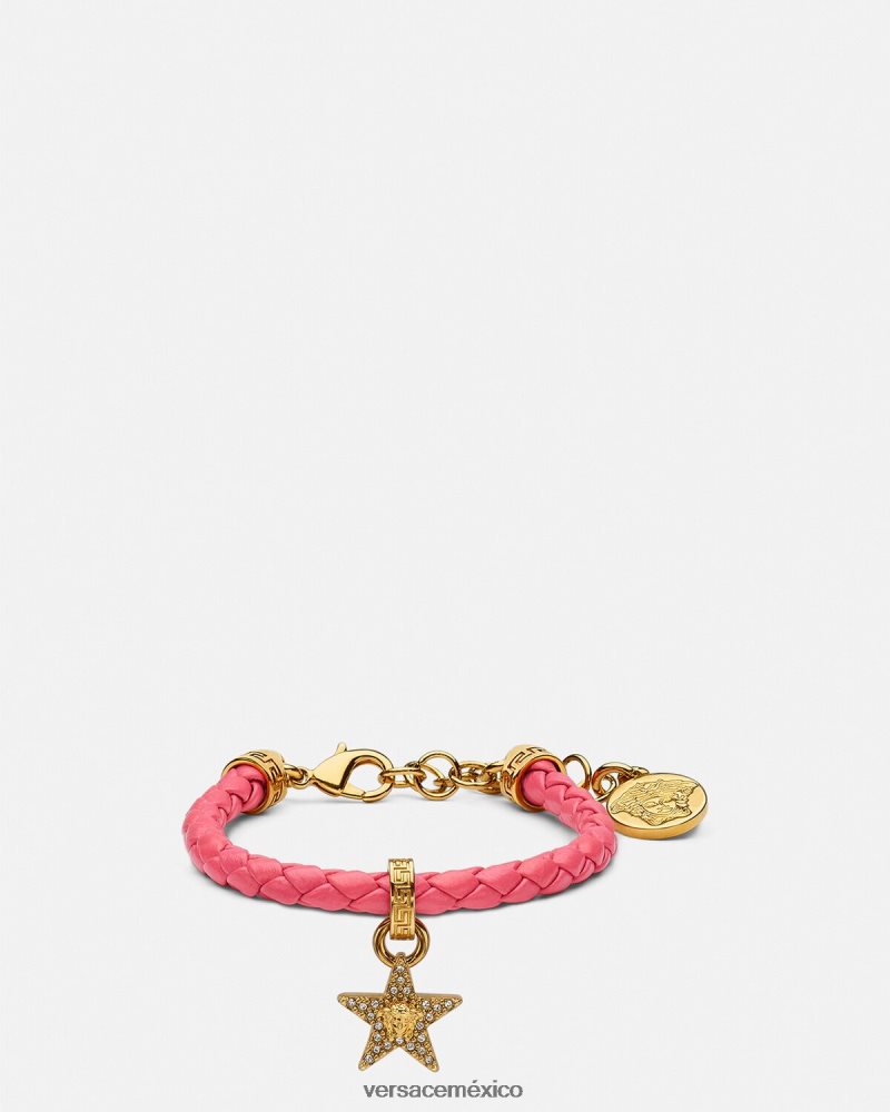 Versace pulsera de cuero galaxia rosa accesorios mujer 84626J842