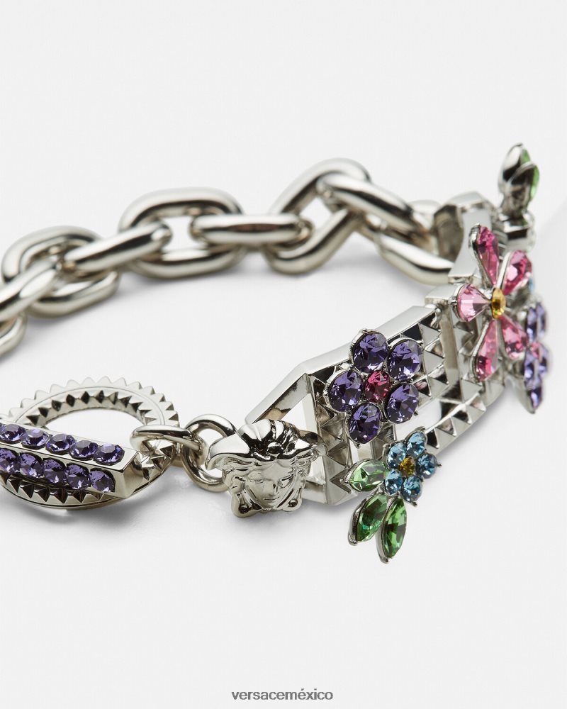 Versace pulsera de flores de cristal plata accesorios mujer 84626J851