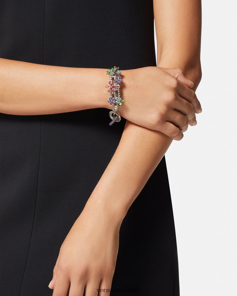 Versace pulsera de flores de cristal plata accesorios mujer 84626J851