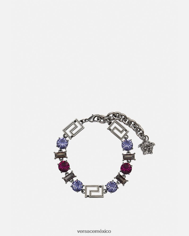 Versace pulsera de greca de cristal gris accesorios mujer 84626J838