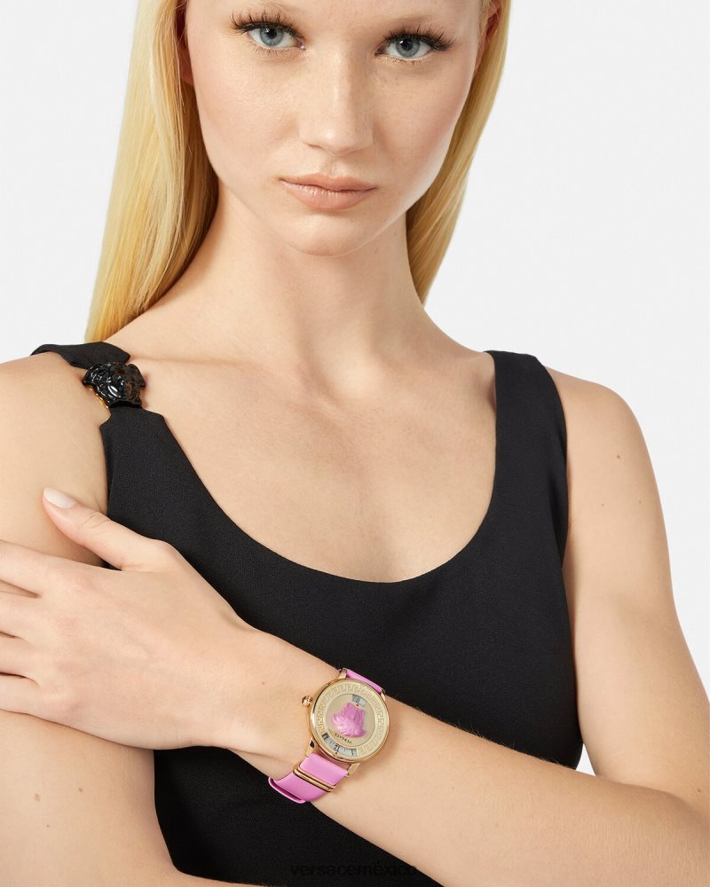 Versace reloj con icono de medusa rosa accesorios mujer 84626J983