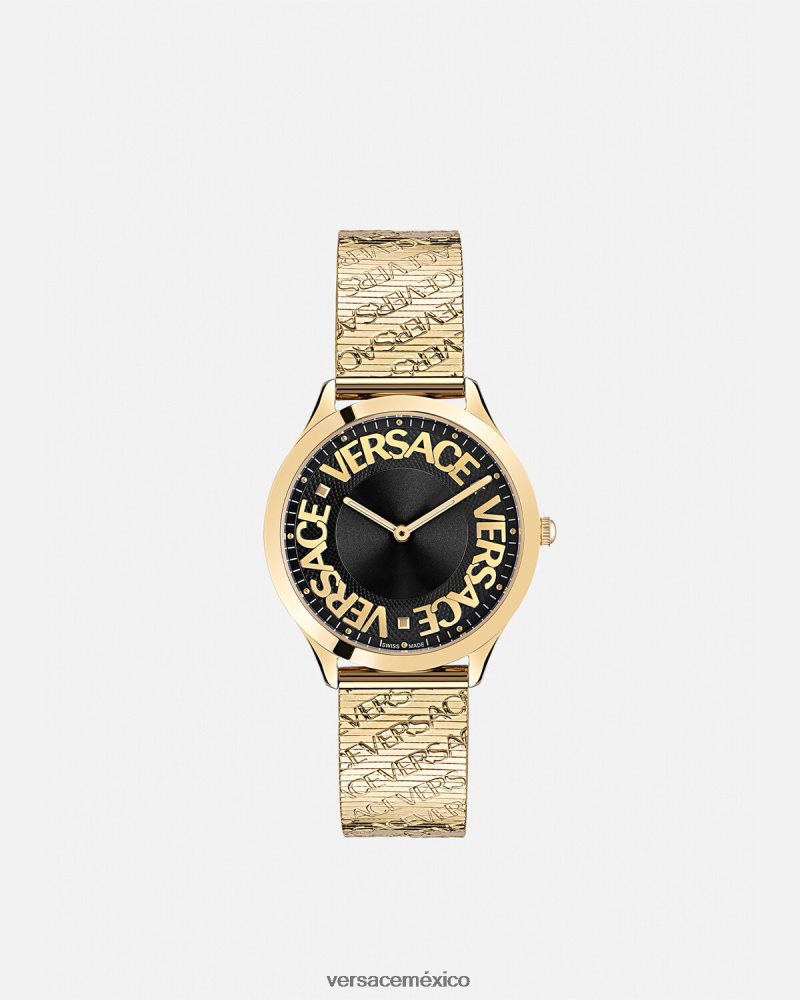 Versace reloj con logo halo oro accesorios mujer 84626J970