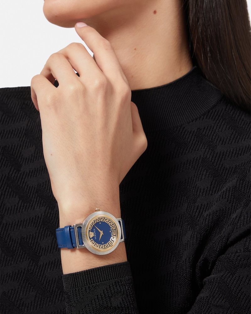 Versace reloj greca chic azul accesorios mujer 84626J961