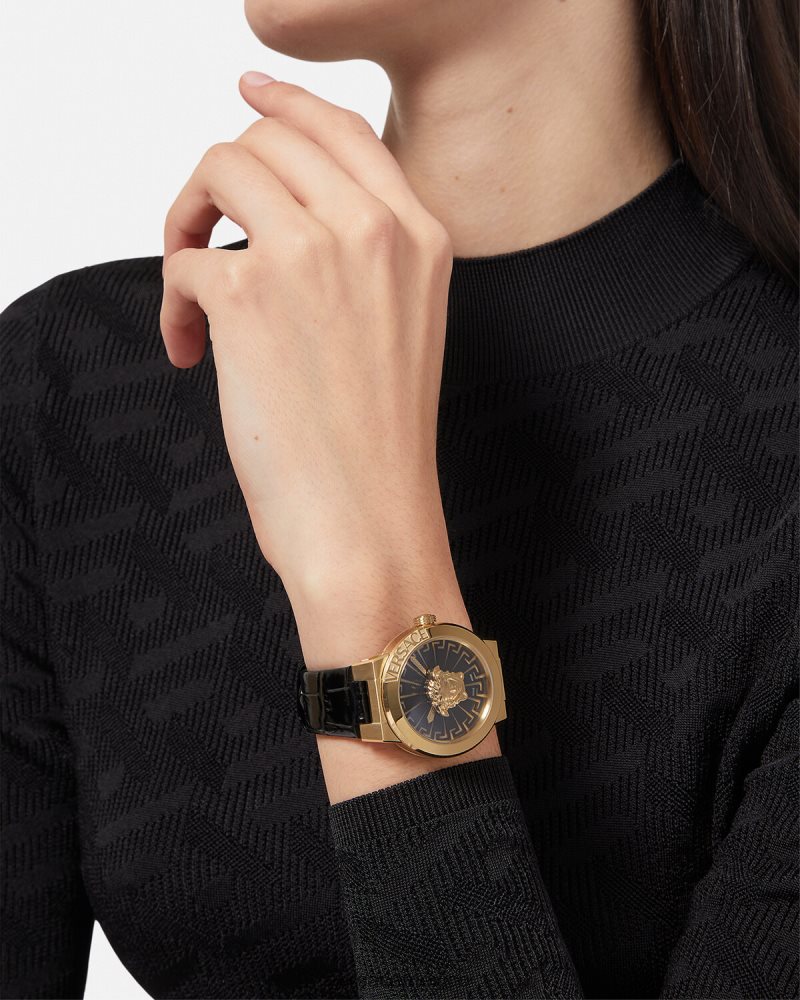 Versace reloj infinito medusa oro negro accesorios mujer 84626J995