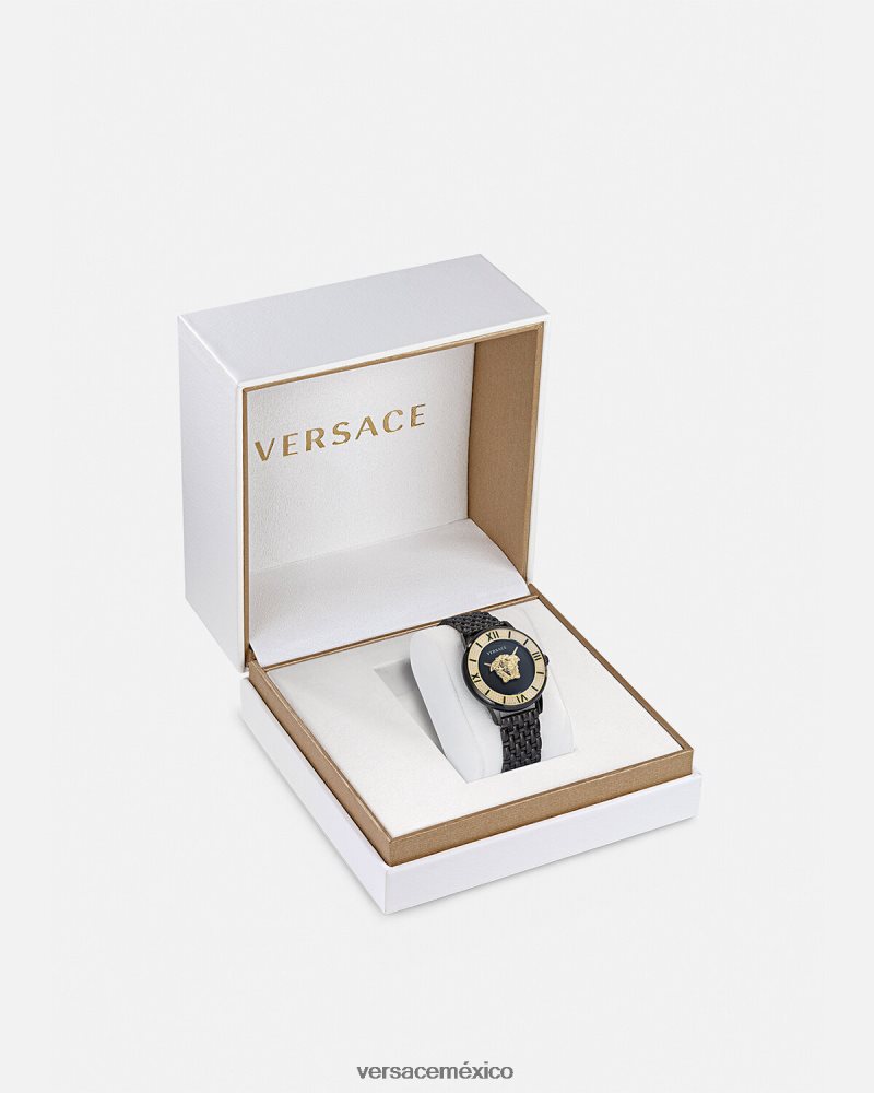 Versace reloj la medusa con diamantes negro accesorios mujer 84626J973