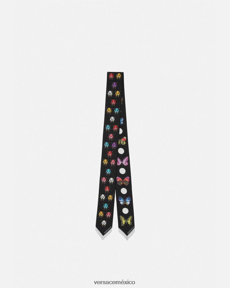 Versace Corbata tipo pañuelo de seda con mariposas. imprimir accesorios mujer 84626J863