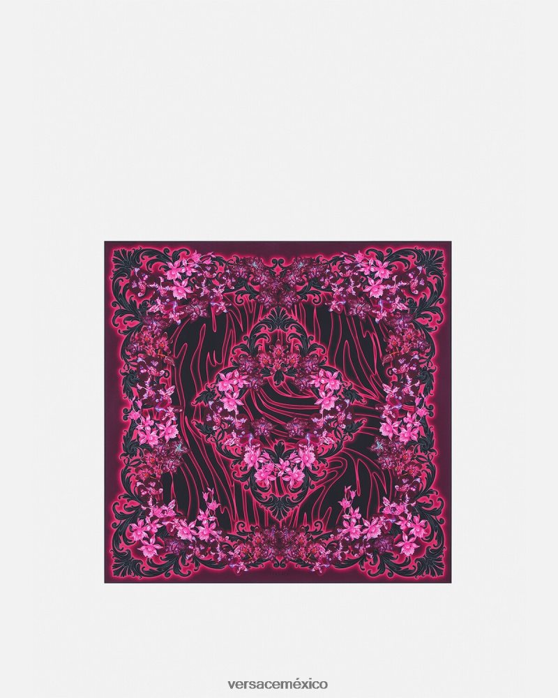 Versace fular de seda barroco orquídea fucsia y estampado accesorios mujer 84626J920