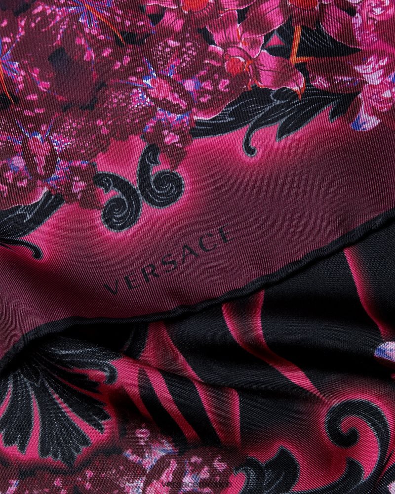 Versace fular de seda barroco orquídea fucsia y estampado accesorios mujer 84626J920