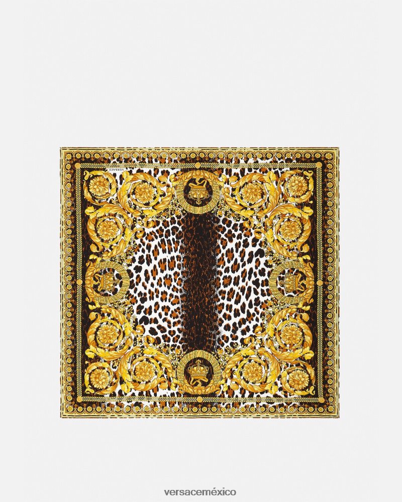 Versace fular de seda grande con diseño barroco salvaje oro accesorios mujer 84626J917
