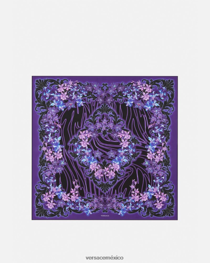 Versace fular grande de seda barroco orquídea violeta y estampado accesorios mujer 84626J919