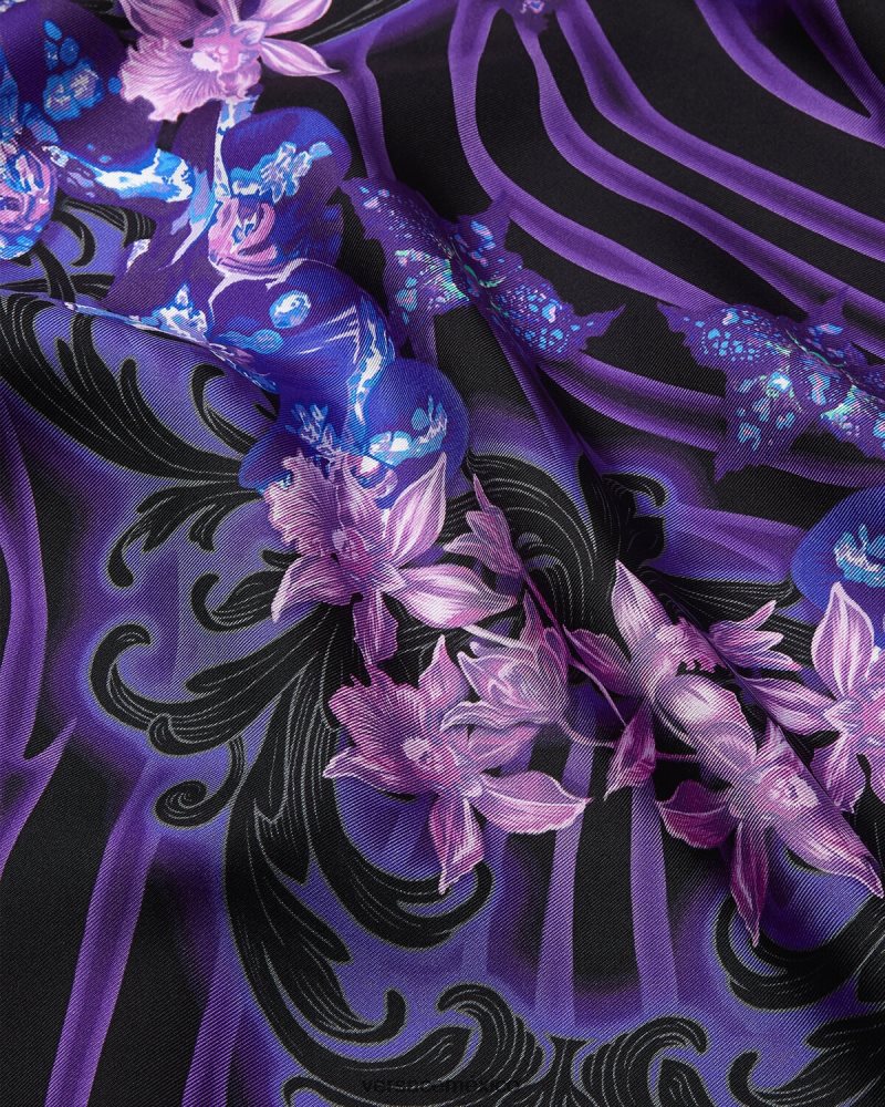 Versace fular grande de seda barroco orquídea violeta y estampado accesorios mujer 84626J919