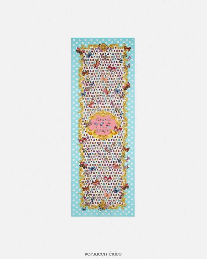 Versace pañuelo de seda mariposas imprimir accesorios mujer 84626J894