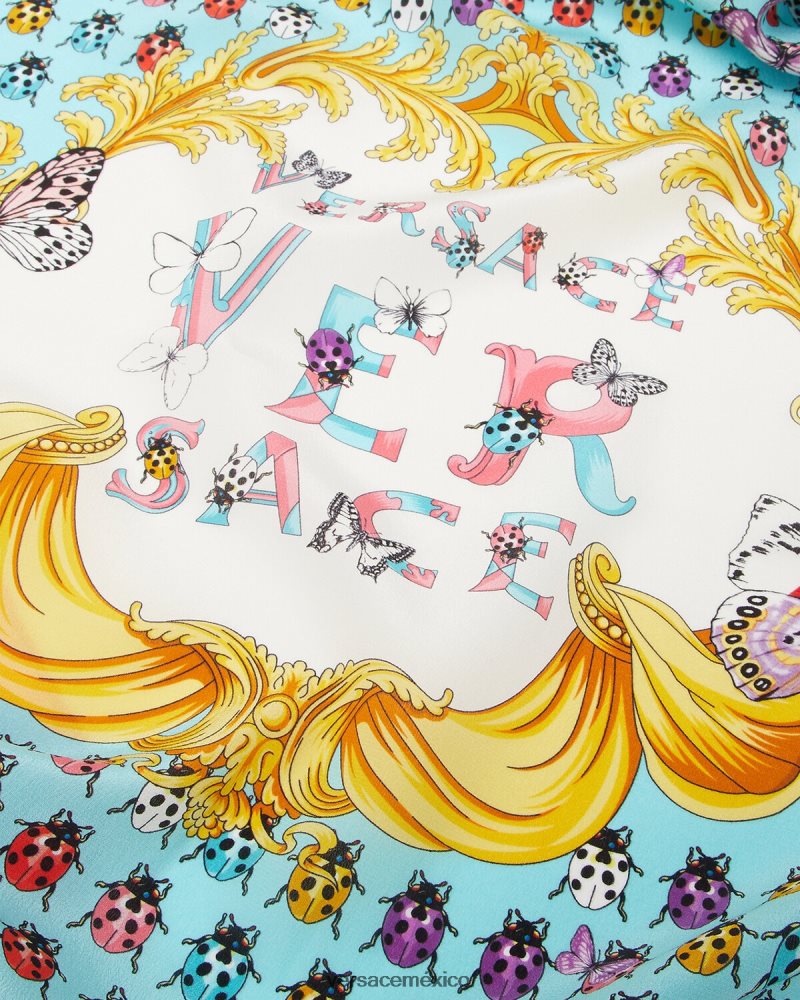 Versace pañuelo de seda mariposas imprimir accesorios mujer 84626J895