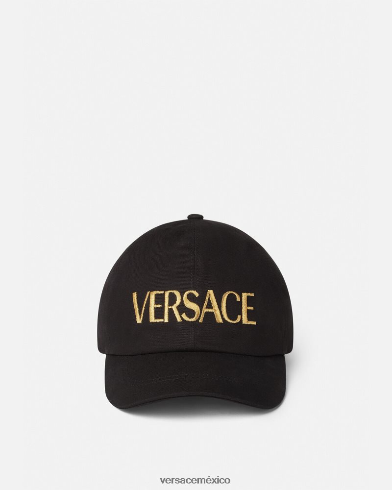 Versace gorra con logo bordado negro accesorios mujer 84626J878