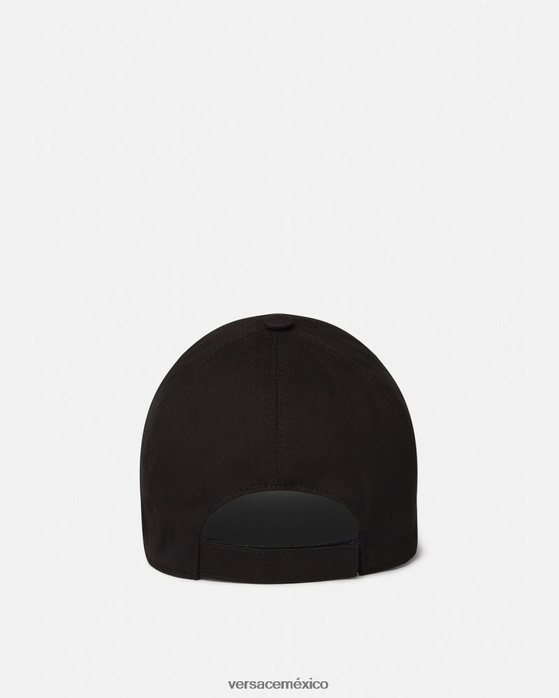 Versace gorra con logo bordado negro accesorios mujer 84626J878