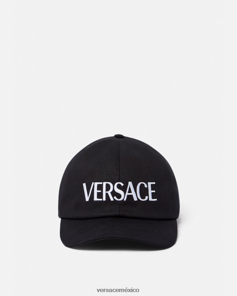 Versace gorra con logo bordado negro accesorios mujer 84626J879