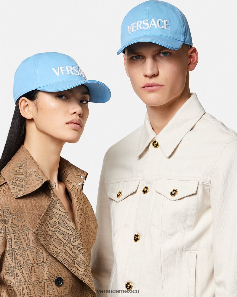 Versace gorra de béisbol con logo azul claro accesorios mujer 84626J872