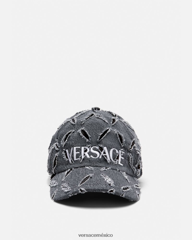 Versace gorra de béisbol con logo recortado gris accesorios mujer 84626J910