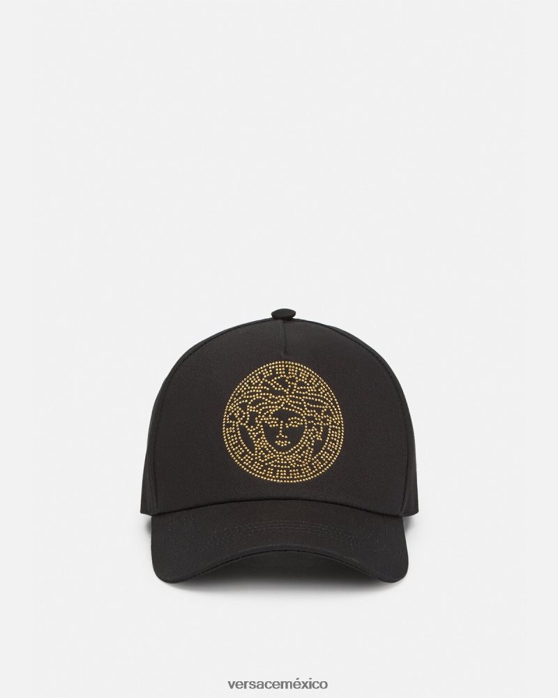 Versace gorra de béisbol con tachuelas y Medusa negro accesorios mujer 84626J881
