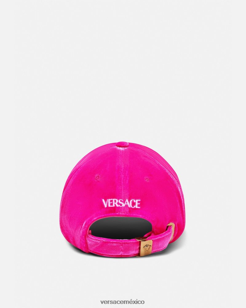 Versace gorra de béisbol de terciopelo fucsia accesorios mujer 84626J912