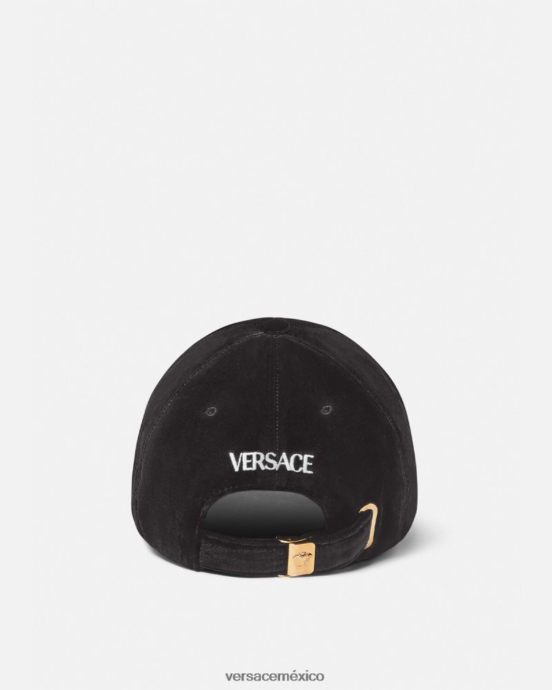 Versace gorra de béisbol de terciopelo negro accesorios mujer 84626J911
