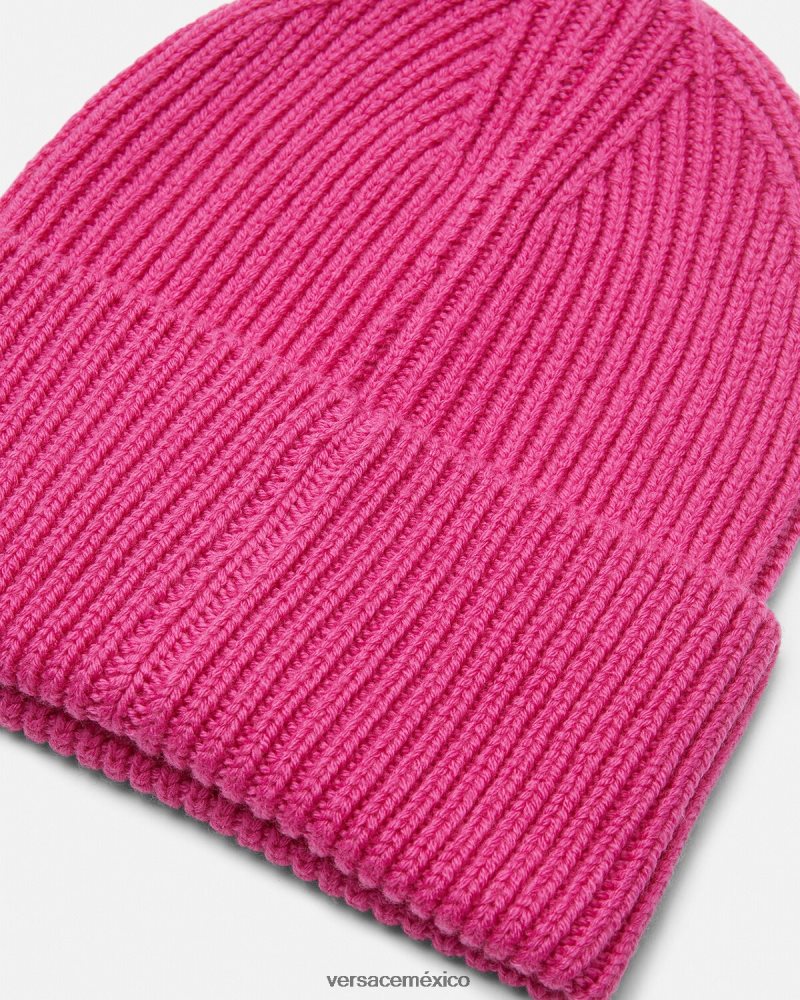 Versace gorro de canalé con greca fucsia accesorios mujer 84626J877
